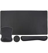 MOSISO Keyboard Mouse Pad Set, PU Leather Large Gaming Mousepad&amp;Keyboard Wrist Rest&amp;Mouse Wrist R...