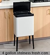 Ornato Dog Poop Trash Can Outside,Tall high Legs 4 Gallon stainess Steel Dog Waste Press Trash Ca...