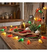 13.6Ft Multicolor Chili Pepper String Lights, 35 LED Red Green Yellow Jalapeno Lights, Plug-in De...