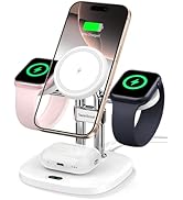 SwanScout Dual Charger Stand for Apple Watch, 4 in 1 Magnetic Wireless Charger for iPhone 16 15 1...