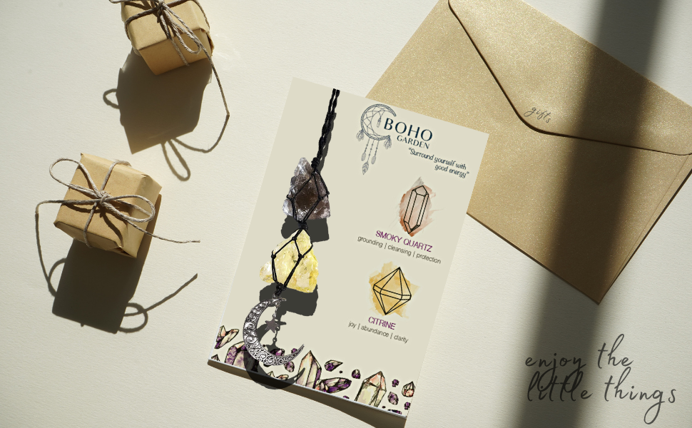 You receives a beautiful gift card alongside crystal moon hanger