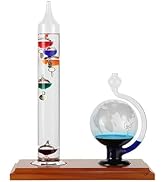 Lily's Home Galileo Thermometer with Etched Glass Globe Barometer 64ºF–80ºF, A Timeless Design wi...