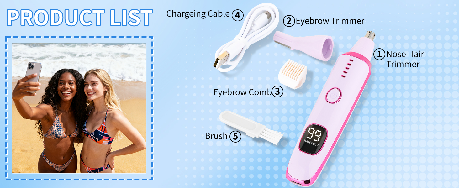 2 in 1 Nose and Ear Hair Trimmer with LED Display