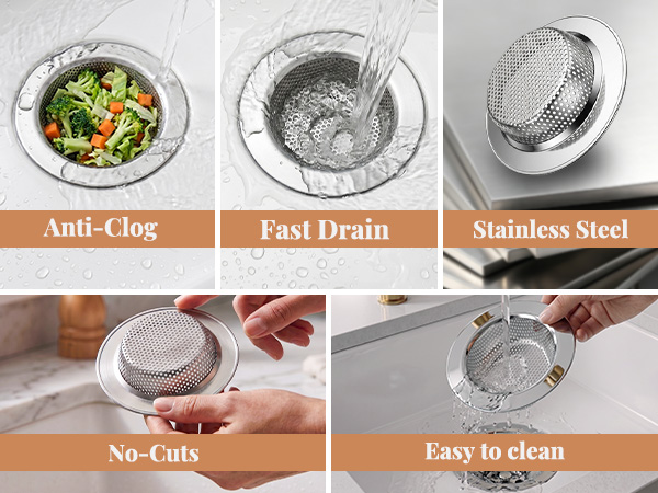 3 Pcs Kitchen Sink Strainer, Double-Layer Rolled Edge Sink Drain Basket