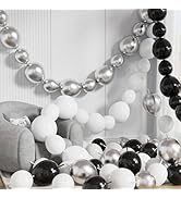 Adeyoo Black White and Silver Linking Balloons, 90Pcs Quick Link Balloons for Balloon Arch, Chain...