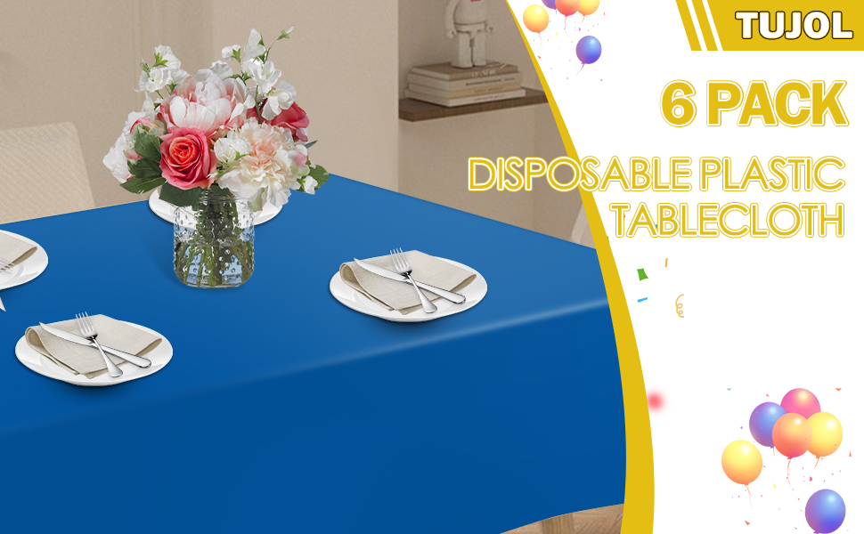 6pack disposable plastic tablecloths