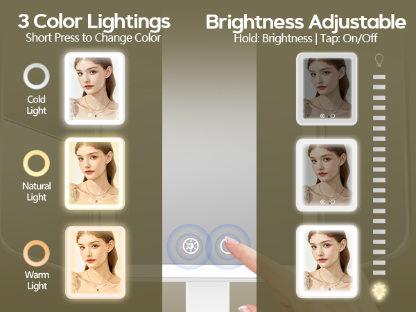 travel magnifying mirror with light