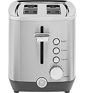 GE 2 Slice Stainless Steel Toaster, Extra Wide Slots for Toasting Bagels, Breads, Waffles &amp; More,...