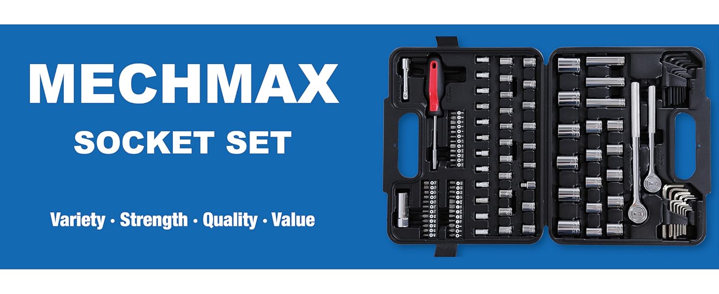 MECHMAX 120 Piece Mechanic Socket Wrench Tool Set Metric &amp;amp; Standard