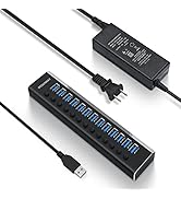 Powered USB Hub, Rosonway Aluminum 13 Port USB 3.0 Hub with 72W (12V/6A) Power Adapter and Indivi...