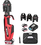 ROGVOC Cordless Pro Press Tool, with 3 Pro Press Jaws Tube Crimping Tool Kit for 1/2, 3/4, 1 inch...