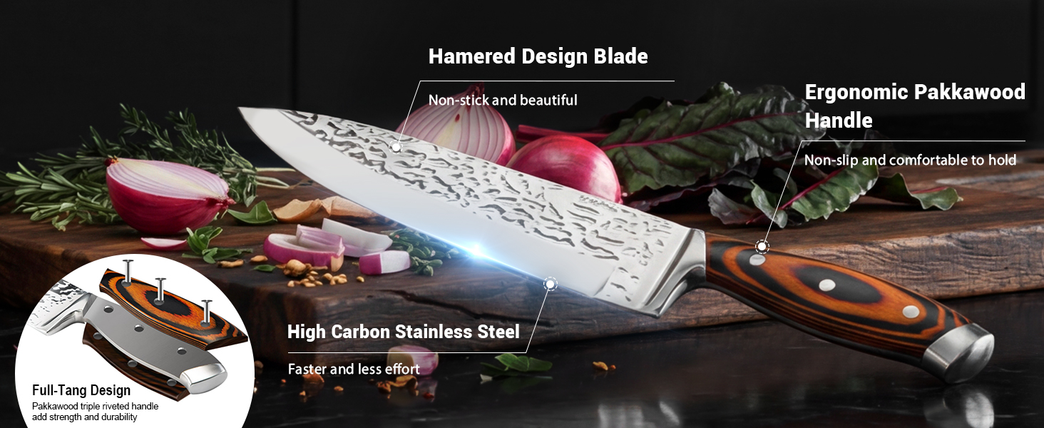 hammered knife set