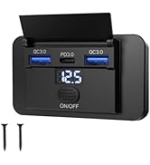 Upgraded 12V USB Outlet 72W Dual QC 3.0 18W and Type C 36W Car Port with Switch and Voltmeter, 12...