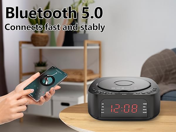 CD Alarm Clock with Bluetooth