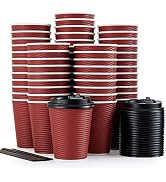 80 Pack 12oz Disposable Coffee Cups, Insulated Ripple Wall Paper Coffee Cups, Hot Paper Cups For ...