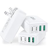 3-Pack Flat USB C Wall Charger, 40W Foldable &amp; Slim Fast USB C Charger Block,4-Port PD Power Adap...