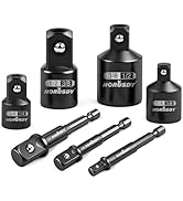 HORUSDY 7 Piece Impact Sockets Adapter Set, Hex Shank Socket to Drill Adapter 1/4" 3/8" 1/2", Cr-...