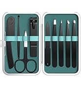 Yougai 9 Pcs Tweezers and Nail Clippers Kit for Facial Hair Women with Travel Case, Professional ...