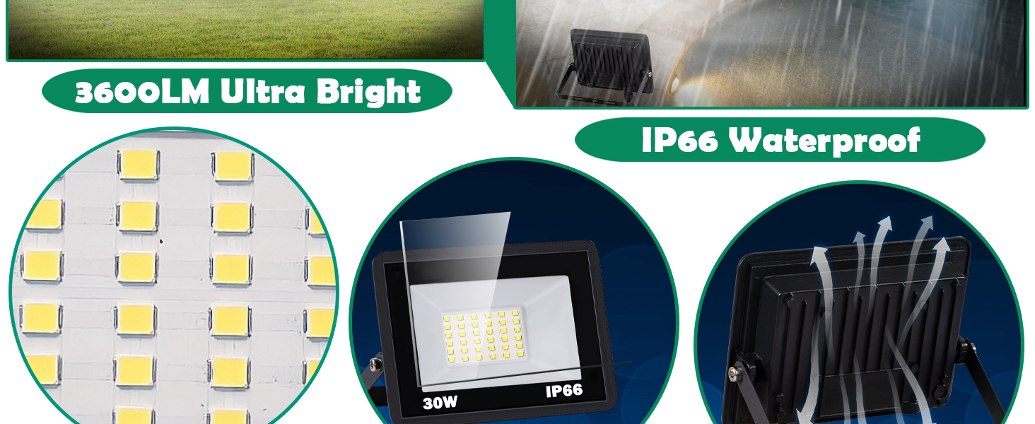 30W LED Flood Light 5000K Daylight White Outdoor Light