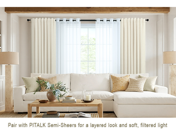 Pair with PITALK Semi-Sheers for a layered look and soft, filtered light.