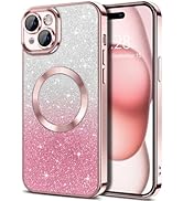 Hython for iPhone 15 Case Clear Magnetic Glitter Phone Cases [Compatible with MagSafe] Full Camer...