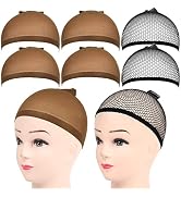 FANDAMEI Wig Caps, 6PCS Wig caps Includes 4PCS Dark Brown Nylon Wig Caps and 2PCS Black Mesh Wig ...