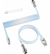 ATTACK SHARK C01ULTIMATE Custom Coiled USB C Cable for Mechanical Gaming Keyboard,RGB Lightning C...