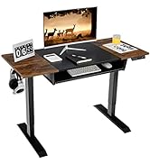Tangkula Standing Desk with Keyboard Tray, Height Adjustable Electric Sit Stand Desk with Splice ...