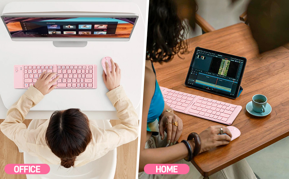 Foldable Mini Rechargeable Bluetooth Keyboard and Mouse Combo,