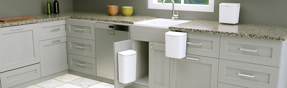 Glad collection of space saving under counter waste bins