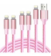 cugunu iPhone Charger, 5 Pack 3/3/6/6/10FT Apple MFi Certified USB Lightning Cable Nylon Braided ...