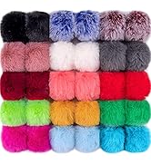 BQTQ 30 Pieces Faux Fur Pom Pom Fluffy Pom Pom Balls Faux Rabbit Fur Pom Pom with Elastic Loop fo...