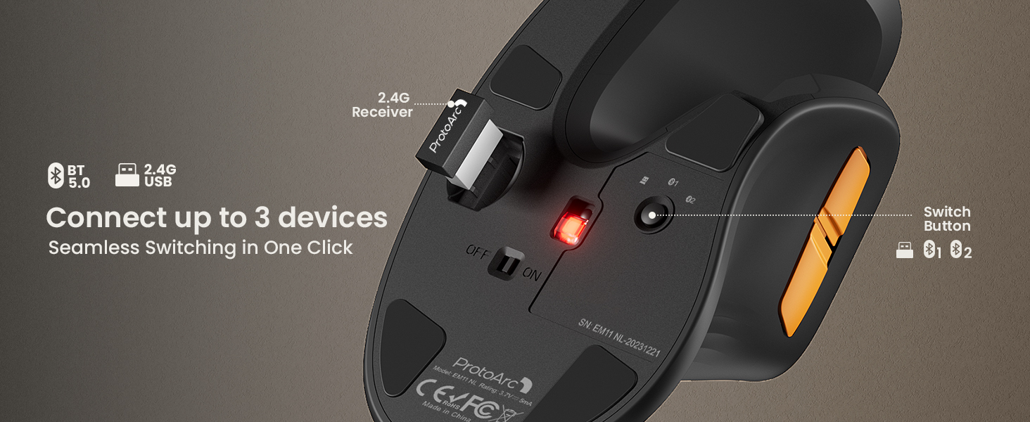 Bluetooth Rechargeable Vertical Mouse