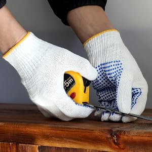 work gloves men cotton cloth gloves rubber grip pvc dot gloves cotton gloves with grip dots