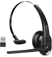 Wireless Headset with Mic for Work, Bluetooth Headset with Microphone AI Noise Cancelling &amp; Mute ...