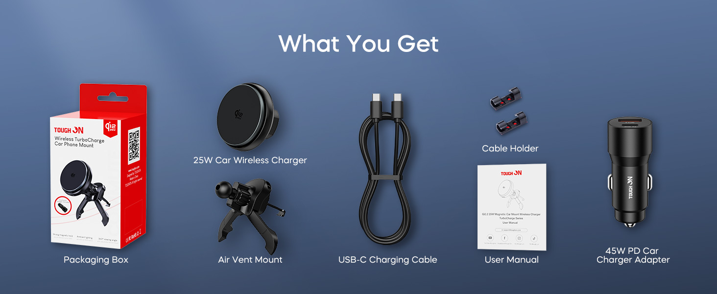25W Car Wireless Charger, Magnetic Car Phone Holder
