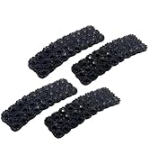 4Pcs Black Rhinestones Snap Hair Clips for Women Girls Rectangular Hairpins Korean Barrettes Hair...