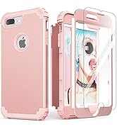 IDweel iPhone 8 Plus Case, iPhone 7 Plus Case with Screen Protector(Tempered Glass),3 in 1 Shockp...