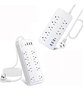 Asamoom 2pcs Power Strips with Surge Protection 1700J