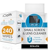 iCloth Lens Cleaning Wipes [5 x 3.5 Inches] Safe for All Screens, Electronics &amp; Glasses. Streak &amp;...