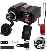 BlueFire 5V/2.1A Dual USB Charger Socket Waterproof Motorcycle Handlebar Clamp Power Adapter Char...