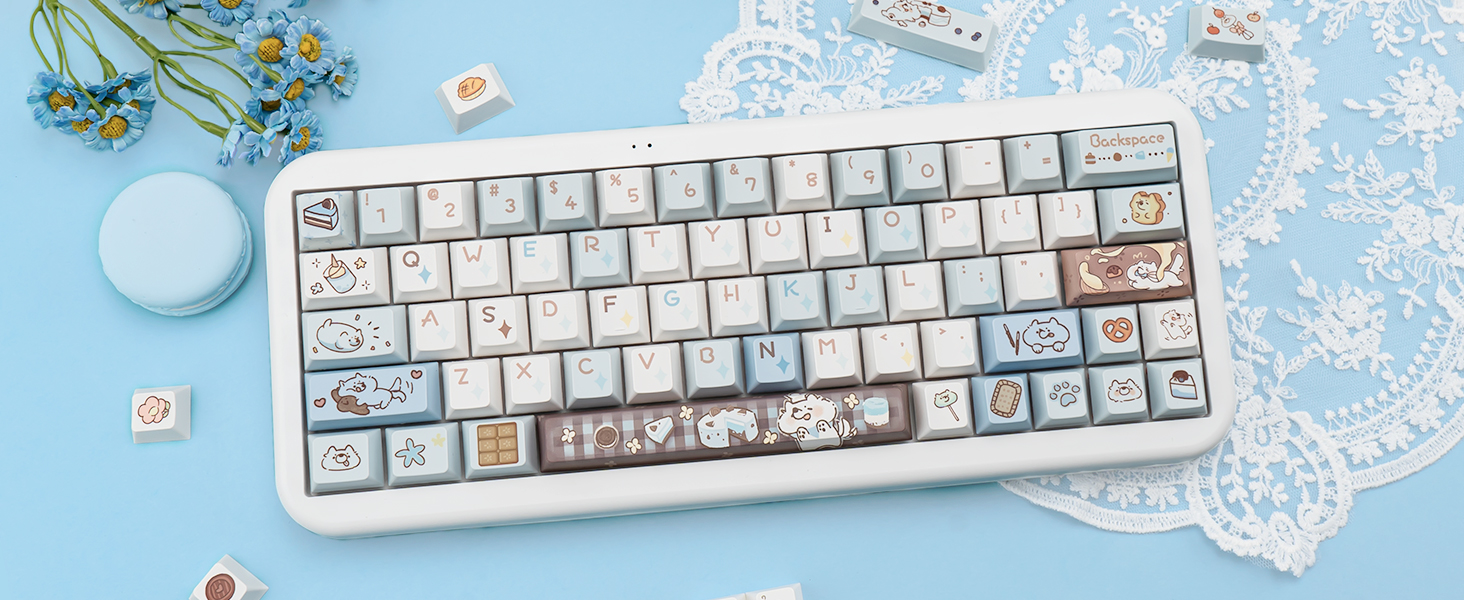 COOMICKEY PBT Keycaps, Cute Puppy Keycaps, 95 Keys Cherry Keycaps Dye-Sub, Custom Keyboard Keycaps