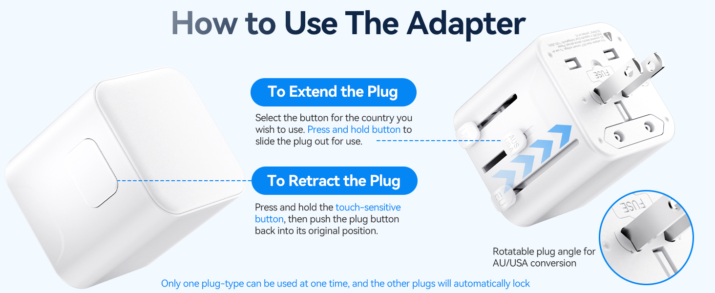 To Extend the Plug Select the button for the country youwish to use