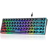 60% Gaming LED Keyboard RGB 68 Keys Layout Wired Keypad with 10 Preset Effects Mechanical Switch ...