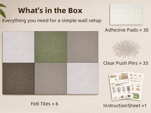Vieshful Felt Bulletin Board Tiles
