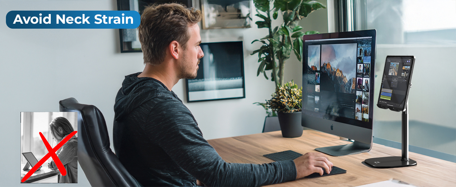 Ergonomic soporte para iPad, adjustable iPad dock, portable iPad stand and stable iPad drawing stand