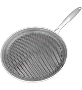 Bobikuke 10-Inch Stainless Steel Round Griddle Pan, Nonstick Crepe Pan with Stay-Cool Handle, Fla...