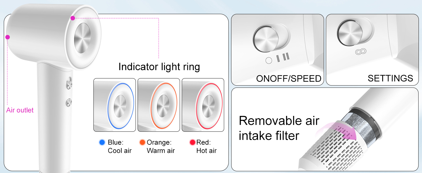 Hair Blow Dryer,High-Speed hairdryer Thermo-Control Hair dryers Fast Drying Women Home Travel Salon