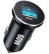 60W USB C Car Phone Charger, Cigarette Lighter Type C Super Fast Car Charger, [PD30W&amp;QC3.0] Car C...