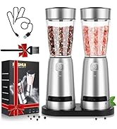 Upgraded Larger Capacity Electric Salt and Pepper Grinder Set Rechargeable with LED lights, Stain...